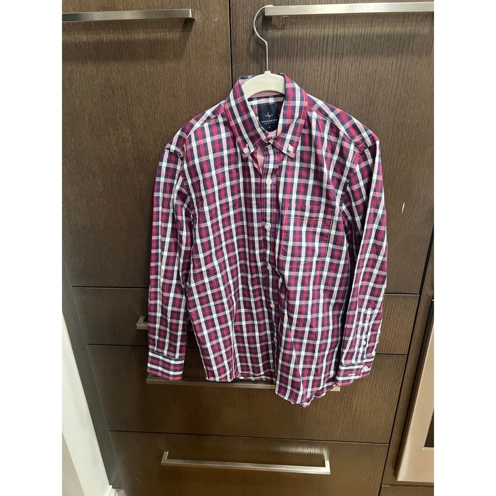 Tailorbyrd‎ long sleeve red, white, and blue plaid cotton shirt boys 12 nwot